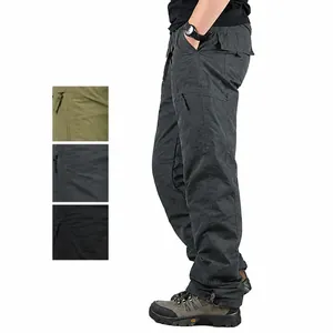 Winter men's thermal fleece lined cargo pants for outdoor activities in charcoal grey