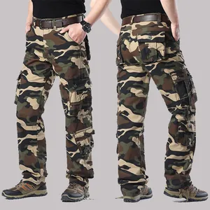 Strapazierfähige schwere Baumwoll-Cargohose für Herren mit Camouflage-Muster und Taschen