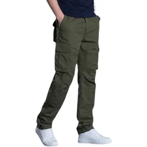 Lockere Herren-Cargohose in Olivgrün mit mehreren Taschen für Arbeitskleidung