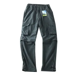 Men's outdoor convertible cargo pants featuring an elastic waist and multi-pocket design