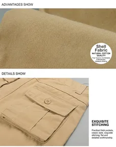 Macro detail of men's thick cotton cargo pants showing fabric texture and pocket stitching