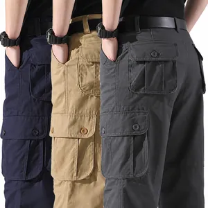 Outdoor-Cargohose für Herren mit mehreren Taschen in Navy, Khaki und Dunkelgrau