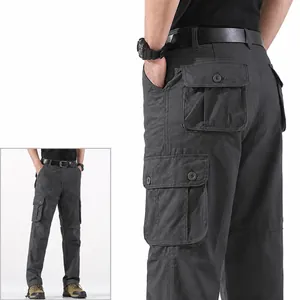 Outdoor-Cargohose für Herren mit vielen Taschen und geradem Bein in Dunkelgrau