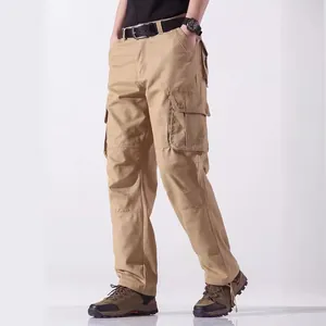 Pantalon cargo pour homme avec plusieurs poches et coupe droite décontractée