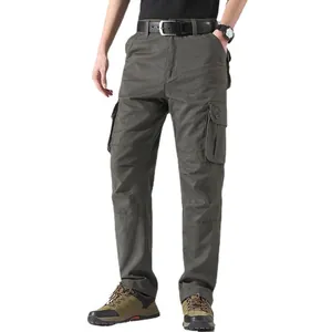 Pantalones cargo para hombre de corte recto en verde militar para exterior