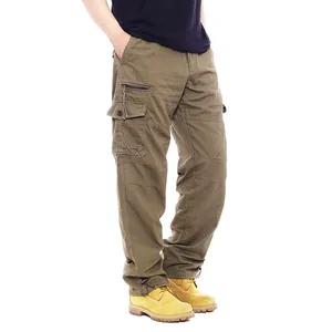 Detail of olive green cotton cargo pants with multi-pockets and drawstring cuffs