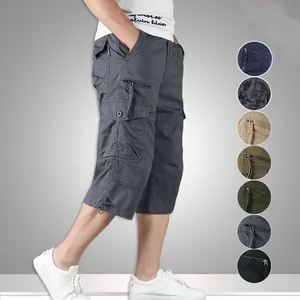 Men's Casual Cargo Shorts Cotton Polyester Thin Loose Multi-Pocket Outdoor Hiking Sport Workwear Fashion Bottom Jogger
