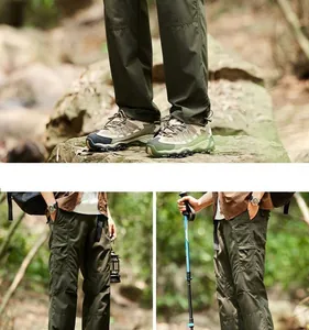Olivegrüne Outdoor-Wanderhose für Herren mit schnelltrocknendem Stoff und Taschen-Design