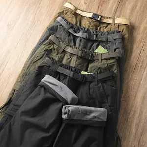 Pantaloni da trekking da uomo foderati in pile con cintura regolabile in vari colori