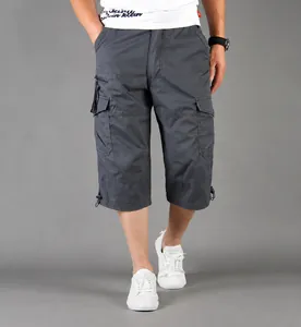 Loose-fit dark grey cargo shorts for men with functional multi-pockets and drawstring
