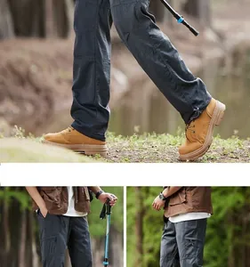 Detailansichten der dunkelgrauen Outdoor-Wanderhose für Herren und Damen im Wald