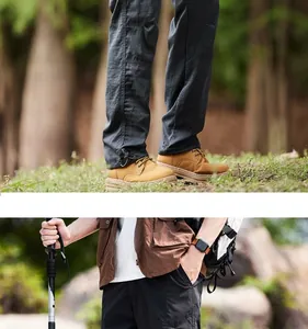 Professionelle Detailansicht strapazierfähiger schnelltrocknender Wanderhose im Freien