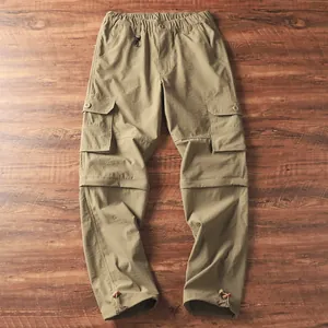 Pantaloni cargo da uomo per outdoor staccabili kaki ad asciugatura rapida funzionali.