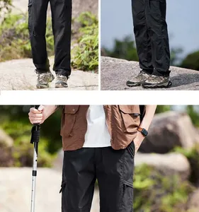 Detailansicht der schwarzen schnelltrocknenden Outdoor-Cargohose für Herren zum Wandern