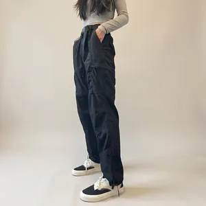 Women Outdoor Waterproof Polyester Cargo Pants Windproof Quick Dry Multi-Pocket Techwear Bottom For Hiking Walking Fleece Lined
