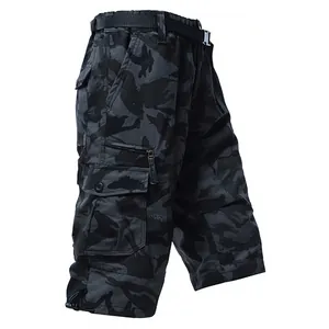 Short cargo décontracté en coton pour homme avec motif camouflage sombre et poches