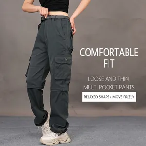 Professional outdoor quick-dry detachable cargo pants with multi-pockets for women