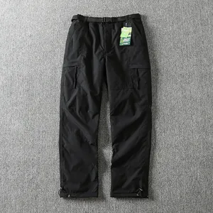 Black windproof softshell cargo pants for men with straight leg design