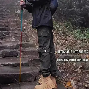 Pantalon cargo de randonnée détachable et séchage rapide pour femmes en vert olive