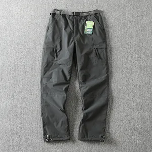 Men's windproof waterproof fleece-lined outdoor softshell cargo pants in dark grey finish