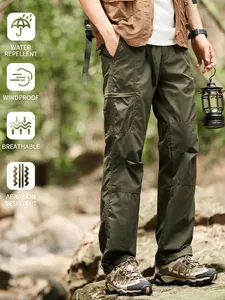 Outdoor-Cargohose für Herren, schnelltrocknende, wasserabweisende Wanderhose mit geradem Bein.