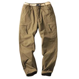 Men's winter outdoor fleece-lined cargo pants, waterproof and windproof tactical hiking trousers