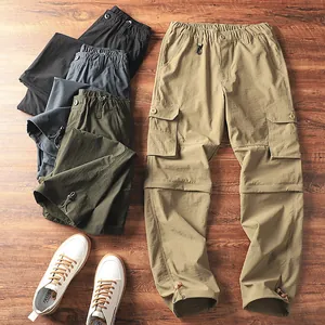 Pantaloni Cargo Outdoor da Uomo ad Asciugatura Rapida Staccabili Convertibili Multitasche Casual Escursionismo Trekking