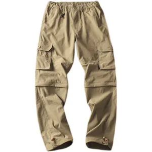 Pantaloni cargo staccabili da uomo kaki ad asciugatura rapida per trekking ed escursioni