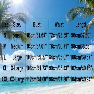 Detailed size chart for women's V-neck fringe bodycon dress with S to XXL measurements