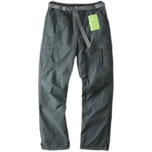 Premium men's waterproof windproof outdoor cargo pants with belt and warm fleece lining