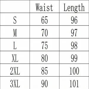 Detailed size chart for Bohemian high waist maxi skirt with waist and length data
