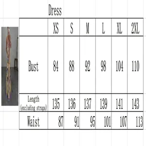 Guide des tailles pour robe longue bohème sans manches, buste, longueur et taille