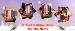 Multiple scenes of Christmas Advent wreath with purple and pink candles for home decor