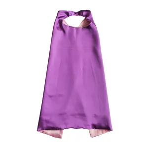 Capa de satén morada de doble capa con forro rosa para disfraz de cosplay de Halloween