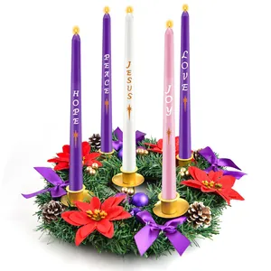 Christmas Advent wreath candle holder with colorful candles for home church decor