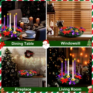 Christmas Advent wreath candle holder with four colored candles for festive home decor