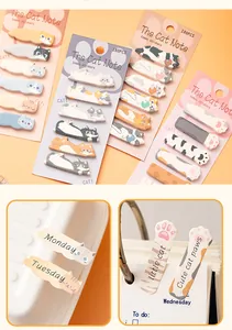 Cute cartoon cat-themed index stickers and sticky notes set for planner and notebook organization
