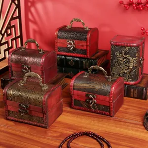 Vintage Wooden Storage Box Antique Decorative Chest Jewelry Organizer With Metal Latch Handmade Keepsake Box Home Decor