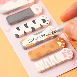 Cute cat paw shaped sticky notes and colorful cartoon index tabs for planner journaling