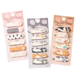 Set of cute cat-themed sticky note index stickers with paw and cat designs, 180 total pieces