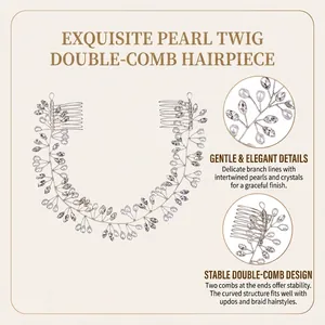 Dettaglio del pettine per capelli con perle e cristalli per spose e acconciature