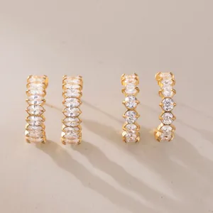 18K Gold Plated Stainless Steel C-Shaped Zirconia Stud Earrings For Women Classic Minimalist Commuting Fashion Jewelry