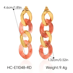 Detailansicht der Harzkette-Ohrringe mit Maßen 4,6 cm und einem Gewicht von 9,4 g