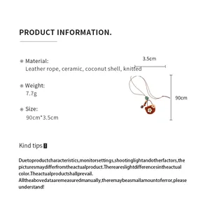 Detailed specifications for retro woven basket pendant necklace with leather rope and coconut shell