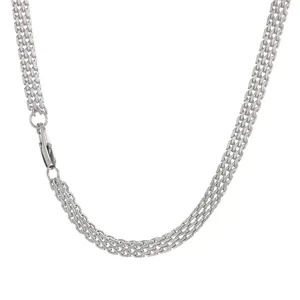 Collar de cadena de malla tejida de acero al titanio de 6mm con cierre de langosta plateado