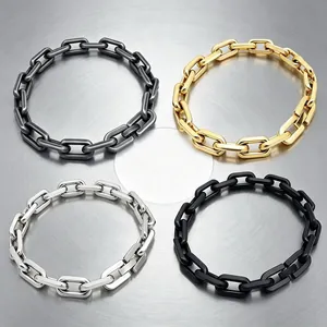 Set aus vier farbenfrohen 8-mm-Edelstahl-O-Kettenarmbändern für Herren im Punk-Stil