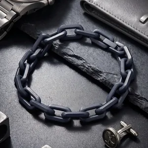 8mm mattgraues Edelstahl-O-Gliederkettenarmband für Herren im Punk-Stil