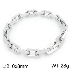 Poliertes silbernes Edelstahl-Gliederarmband für Herren, 8mm Breite und 210mm Gesamtlänge