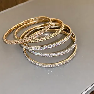 Elegante dubbele rij strass cirkelvormige armbanden in goud en zilver