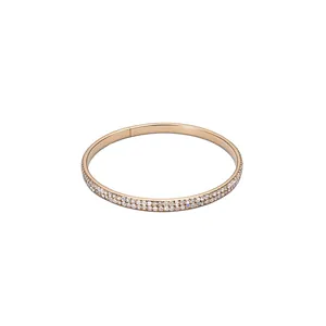Elegante ronde armband van roségoud met dubbele rij kristallen diamanten inleg voor dames
